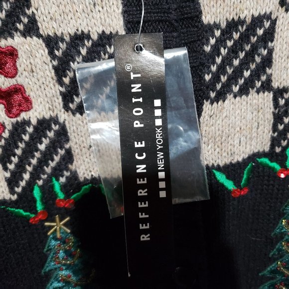 Christmas Cardigan Sweater. Christmas trees and reindeer. New - Picture 5 of 6